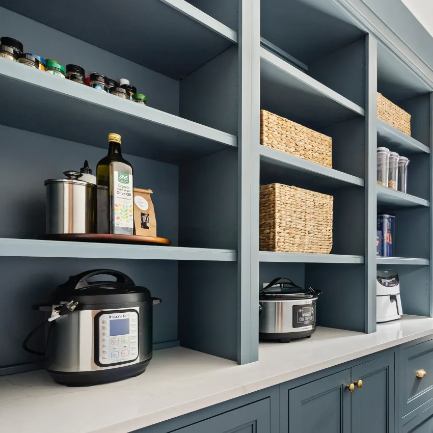 Butler's pantry design in Burr Ridge, IL. Custom pantry cabinetry and storage built during kitchen and home remodels.